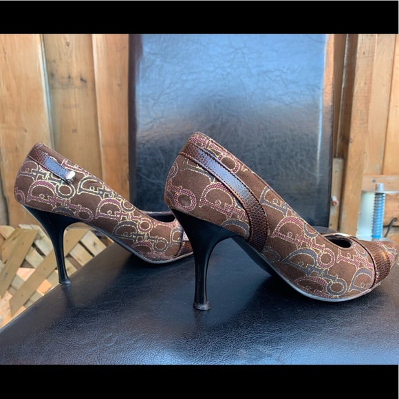 ๐ DIOR authentic Vintage brown sparkly monogram leather strap high heels ๐ - Picture 16 of 16